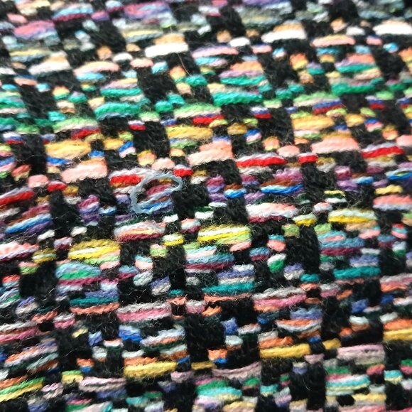 CHANEL Vintage Luxury Black Multi-Color Woven Fringed Cashmere Shawl Wrap Scarf - Picture 14 of 16